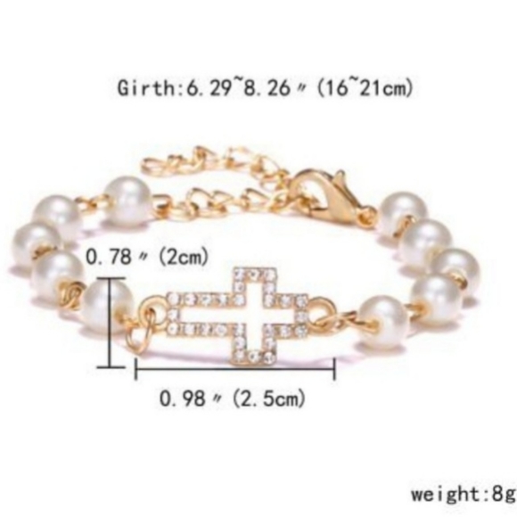 White Pearl Cross Bracelet - Picture 6 of 7